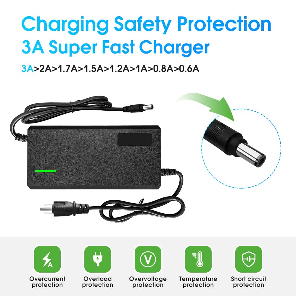 Chargeur 54,6 V 3 A/5 A avec prise 6 en 1 pour batterie au lithium 36 V telles que les batteries marines de voiture, camion, tondeuse à gazon, bateau (54,6 V3 A (prise 6 en 1))