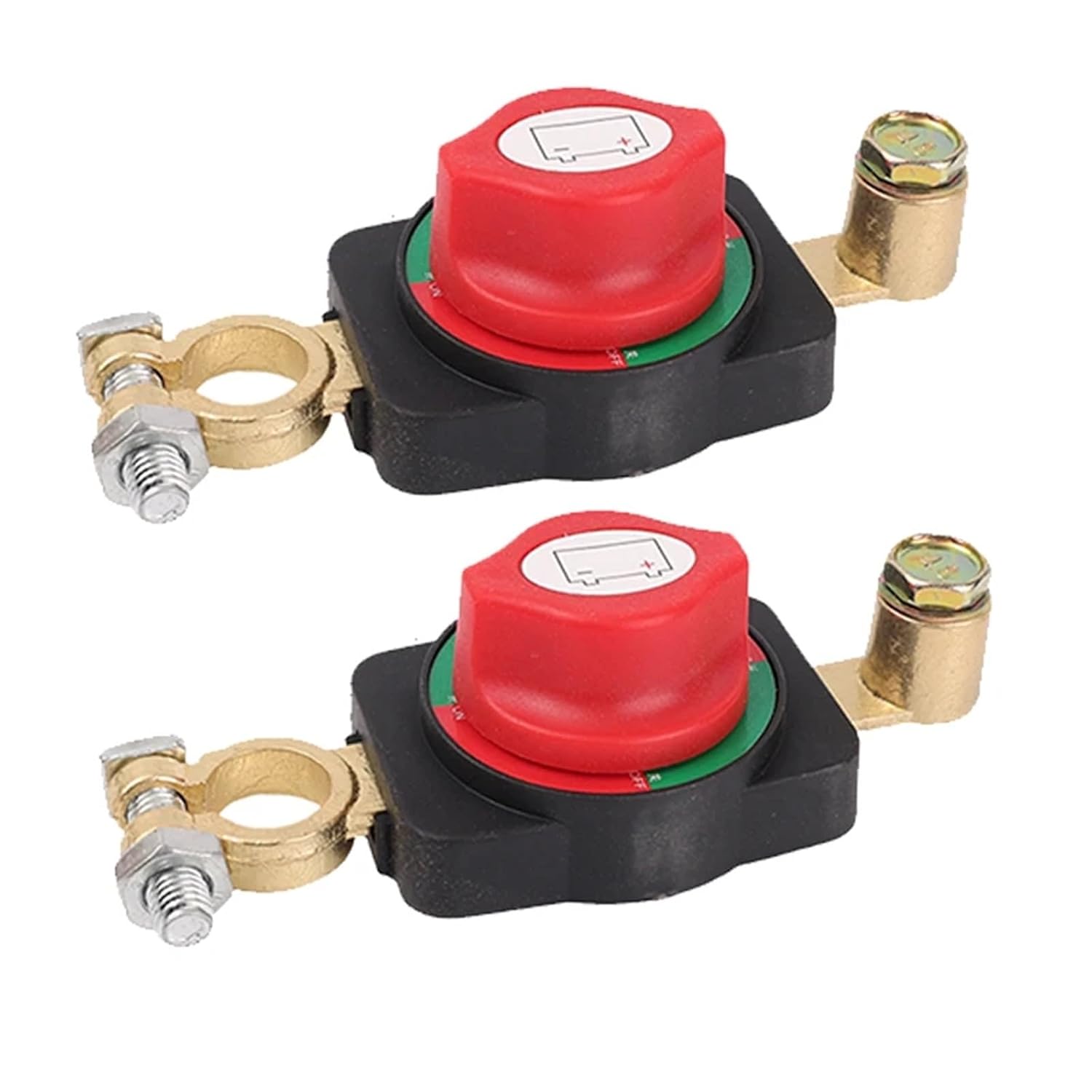 Car Battery Disconnect Switch Power Cut Off Isolator Master Kill Switch Terminal Link Truck Boat RV Anti Drain(2pcs)