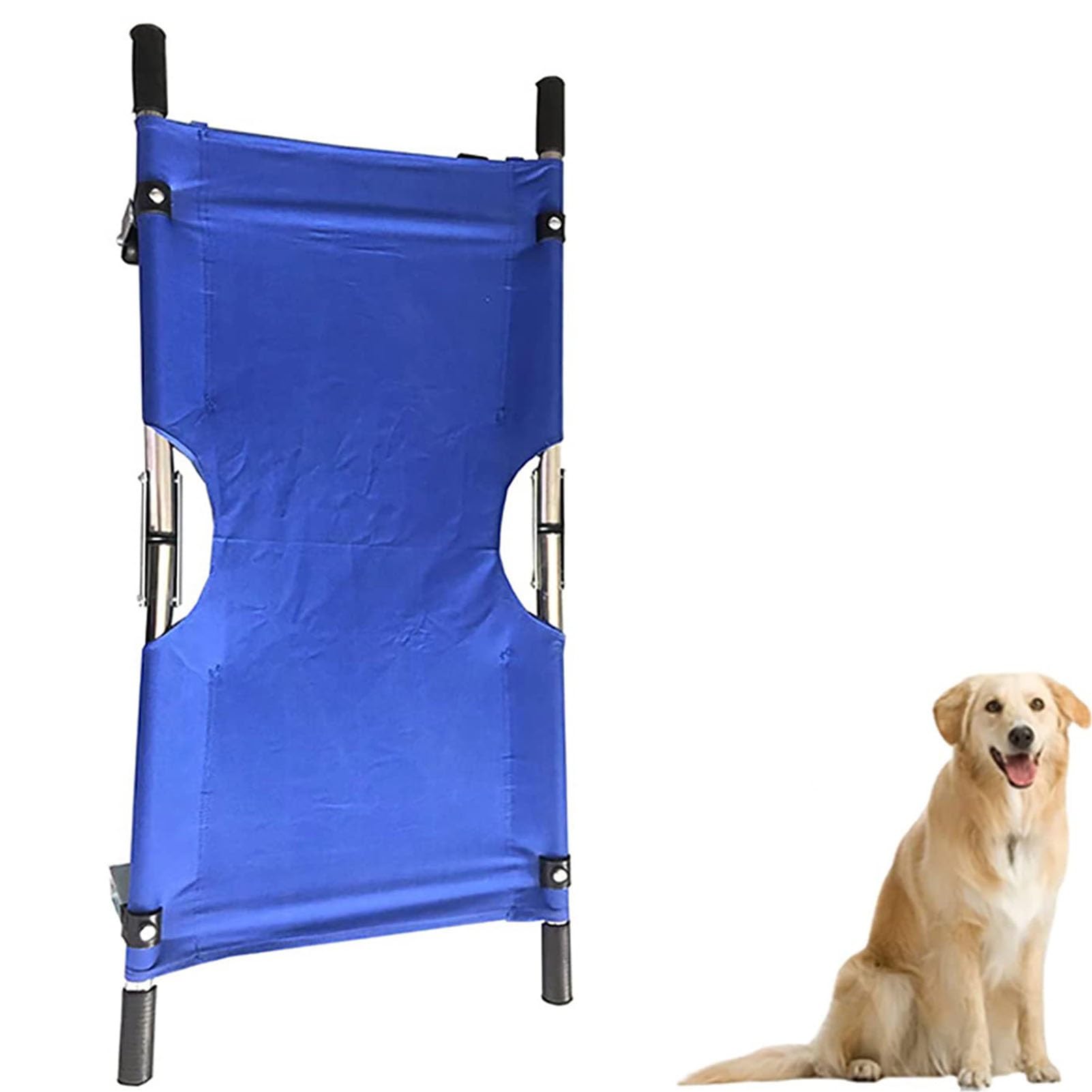 Barella per animali con ruote, barella da trasporto per cani, carrello da trasporto in acciaio inox, barella per animali, barella per animali con cinghia di sicurezza, impermeabile(Blue)