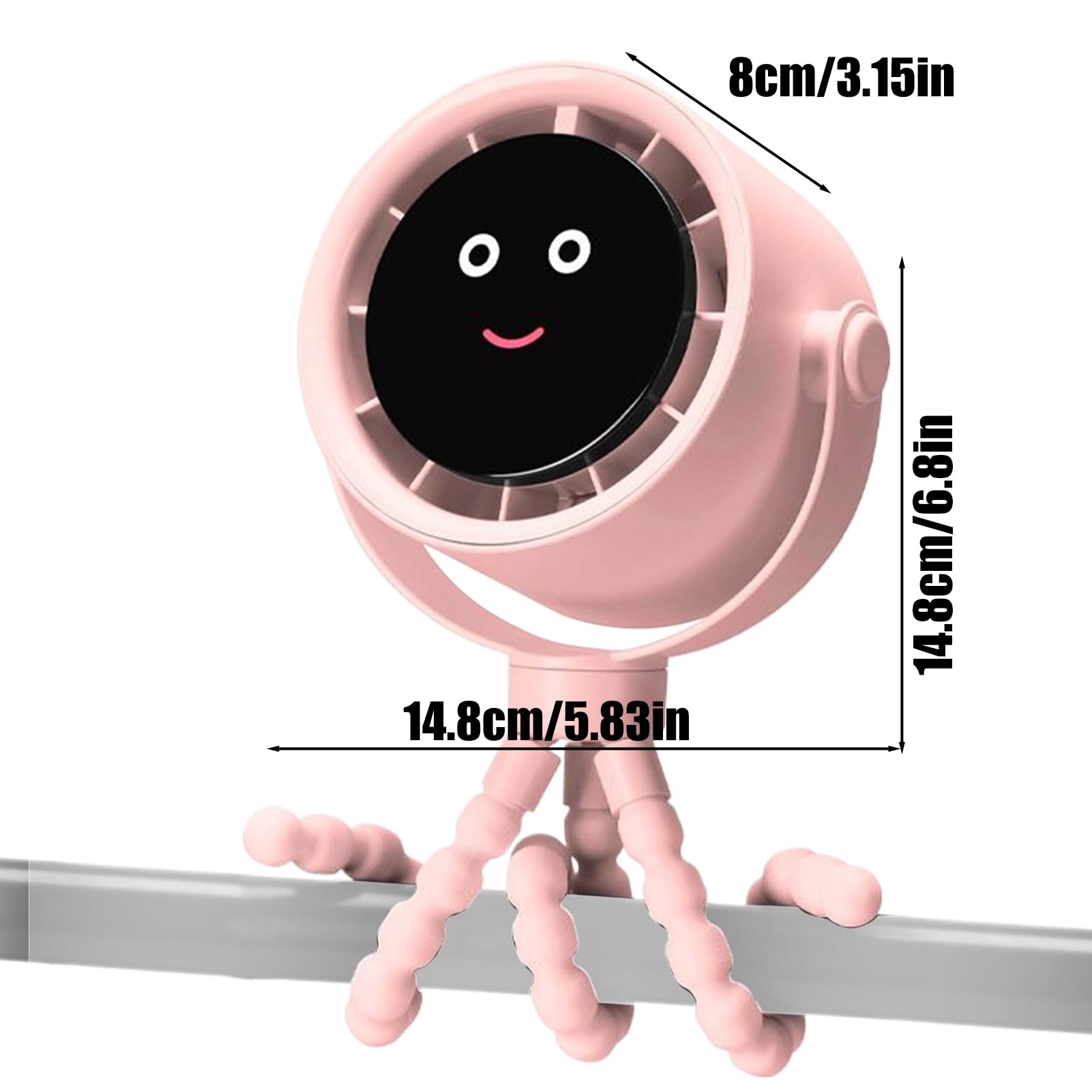 Ventilatore Clip Per Passeggino Ventilatore Personale Portatile Con Clip | Raffreddatore D'aria 5 Velocità Ricaricabile Girevole 360° Per Viaggio Estivo All'aperto Campeggio
