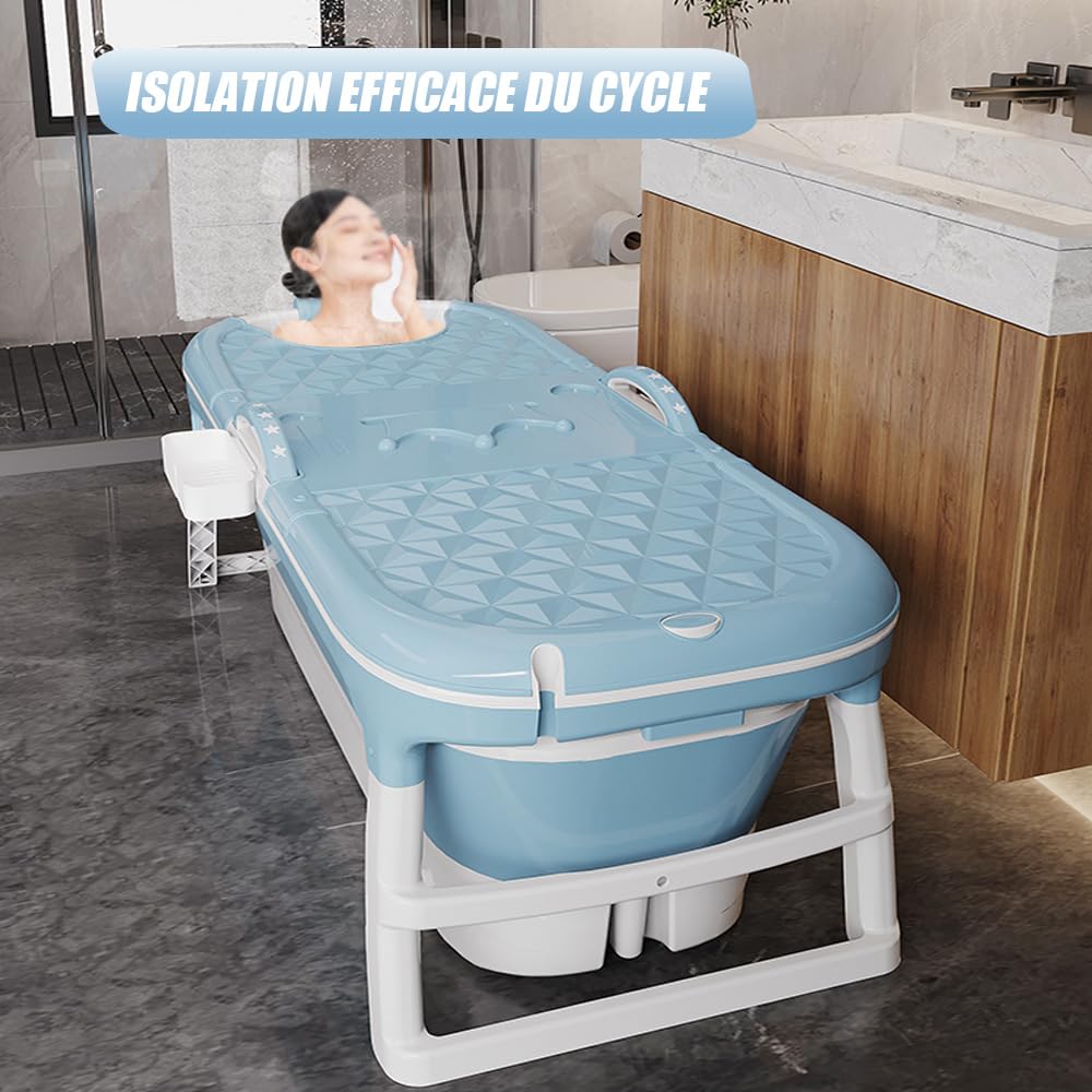 Baignoire de Massage Pliable pour Adultes, Double Fonction Bain et Vapeur, Baignoire pour Adulte Capacité 110 kg, pour Salle de Bain à Poser