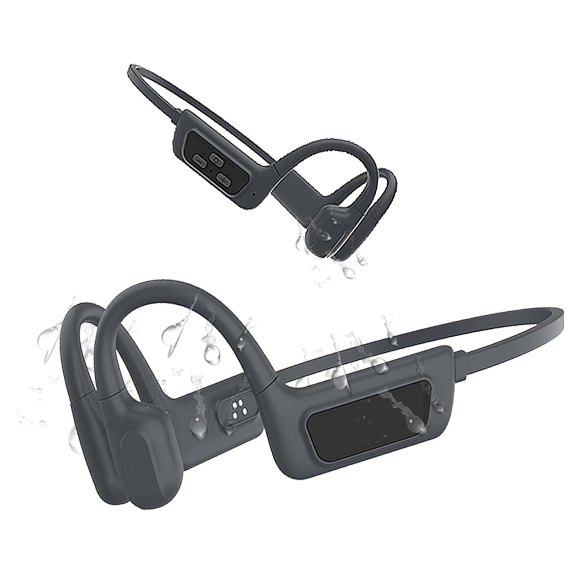 HiBOMASOON Swimming Headphone Underwater Waterproof Bluetooth ipx8 32G MP3 Player,Out Ear, for Running Diving Cycling Hiking Gym Spa Other Sports S800(Black)