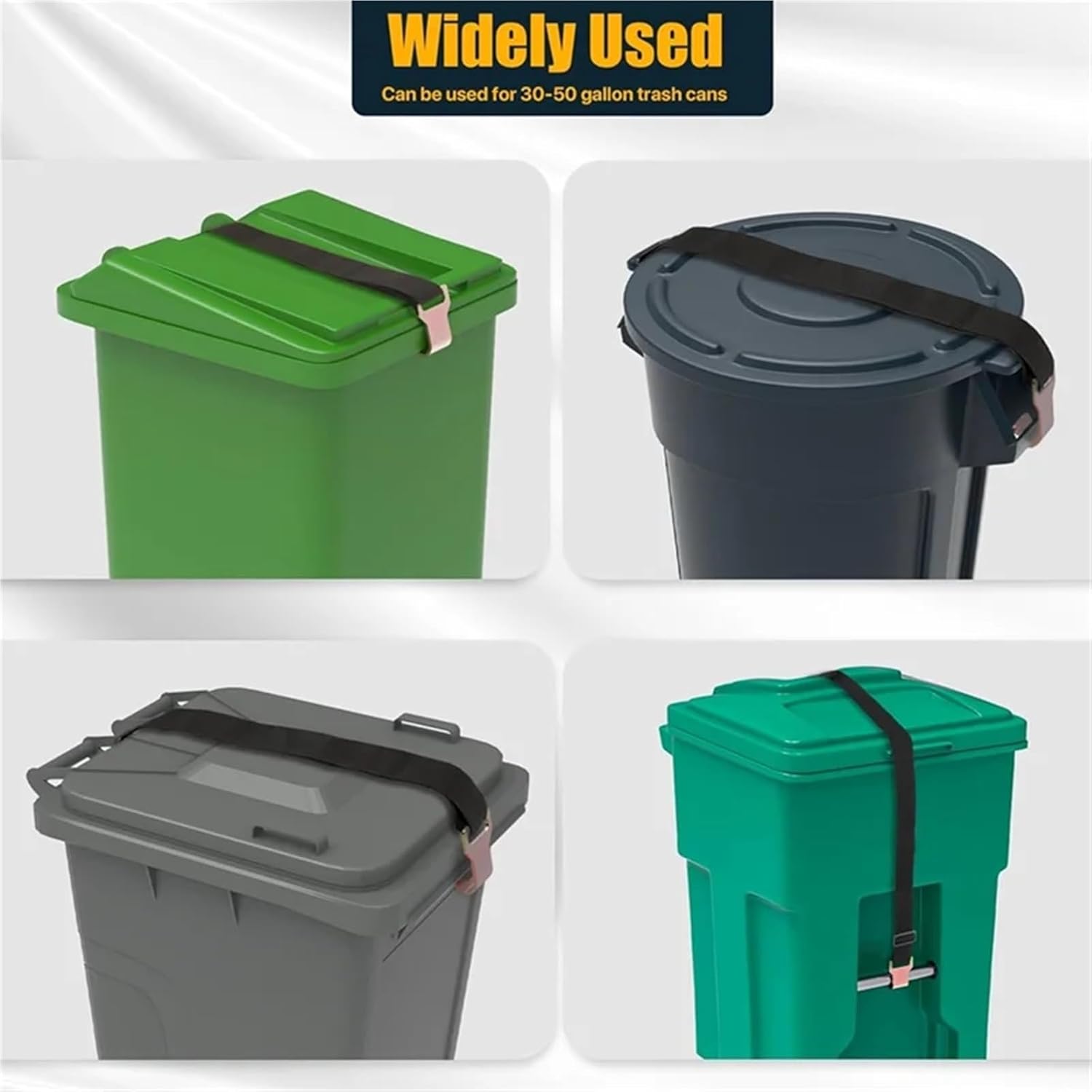 4pcs Trash Can Lock Garbage Fits Bin Adjustable Lid Strap With Metal Claw