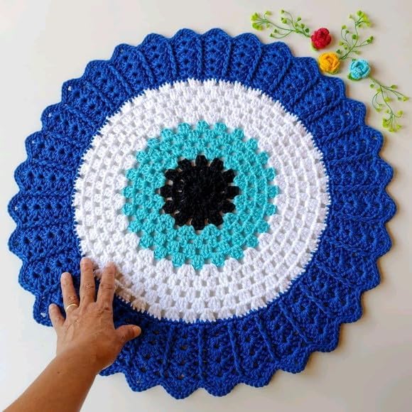 Image of Kavya Craft Present Woollen Handmade Crochet Table Mat /Thal posh (Greek Eye, 15inch)