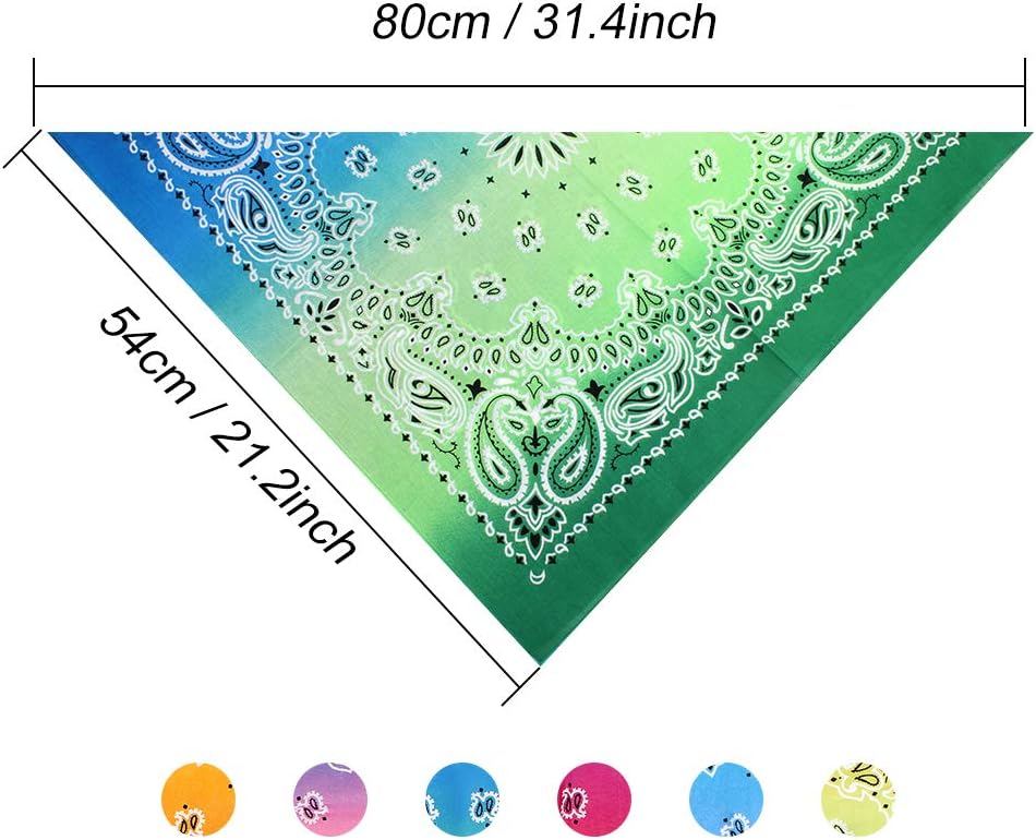 6 Pieces Tie Dye Bandana Cotton Paisley Bandanas Headbands Cowboy Handkerchiefs for Men and Women Multi-Purpose Head Wrap Neck Scarf Wristband Sets - Image 5