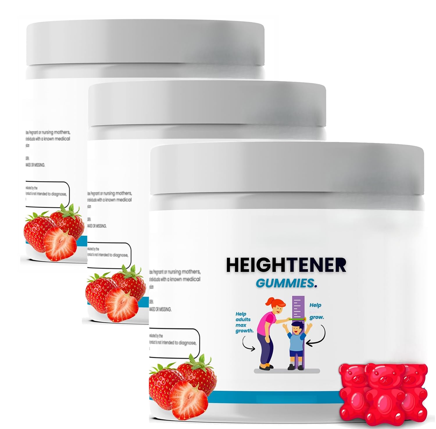 Gomitas para ganar altura, Crecimiento natural de la altura,3PCS | Vitaminas y minerales, Máximo rendimiento, Vitalidad corporal