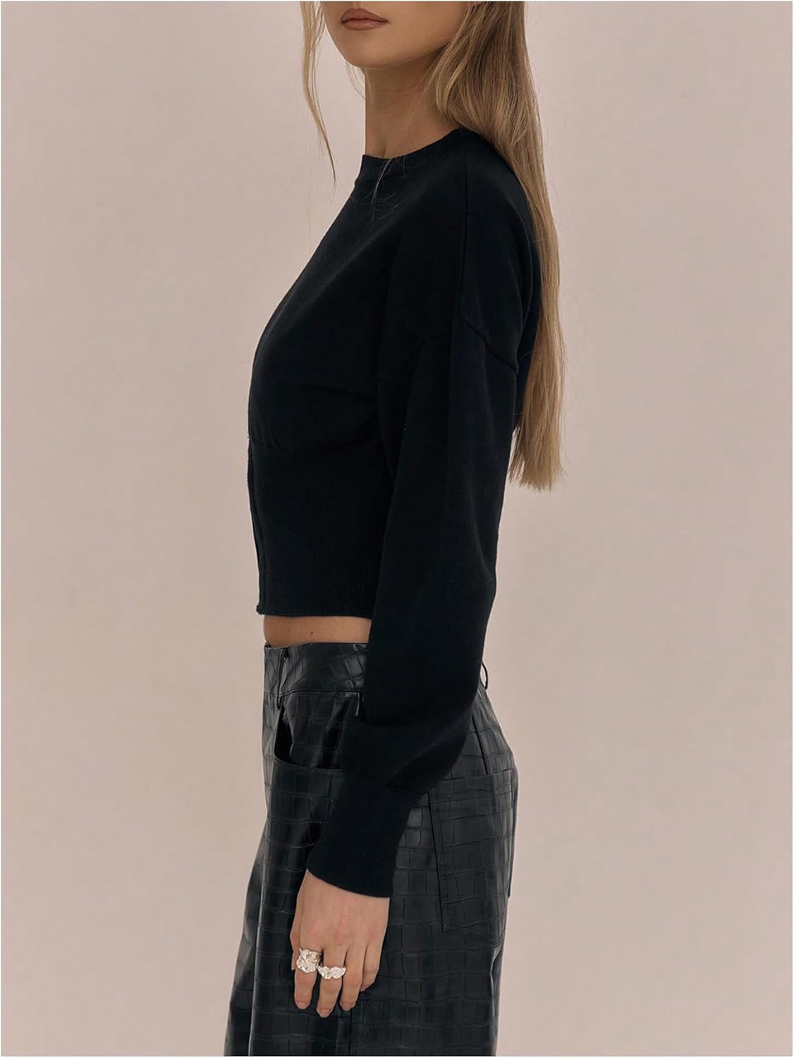 Milumia Women's Y2k Long Sleeve Cropped Sweater Crewneck Ribbed Knit Casual Tops Knitwear - Image 2