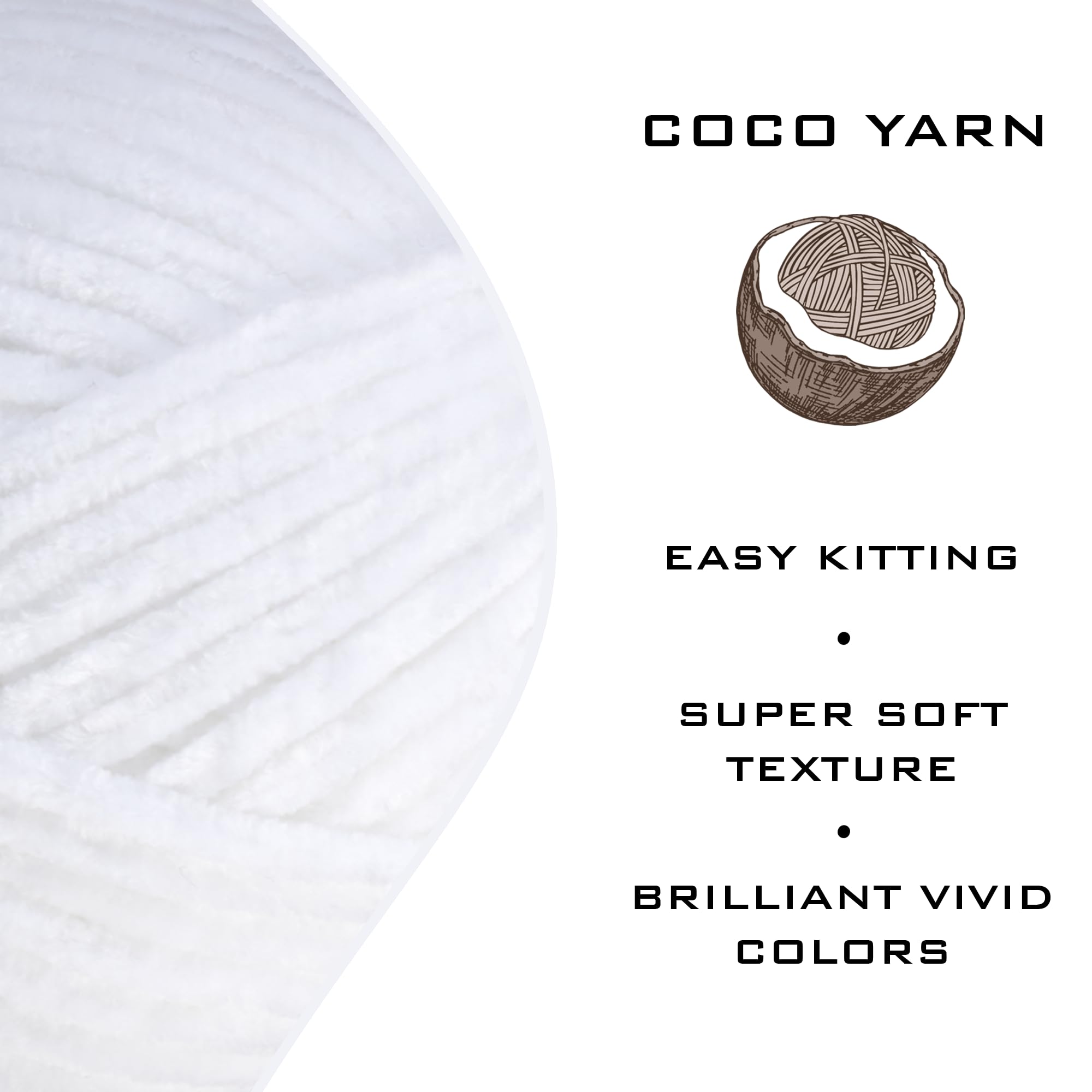 Velvet Yarn for Crocheting – CocoYarn - Chenille Chunky Yarn for Hand Knitting, Fluffy Soft Plush Amigurum Bulky Baby Blanket Yarn for Crochet 100g -131yds (3, White-01)