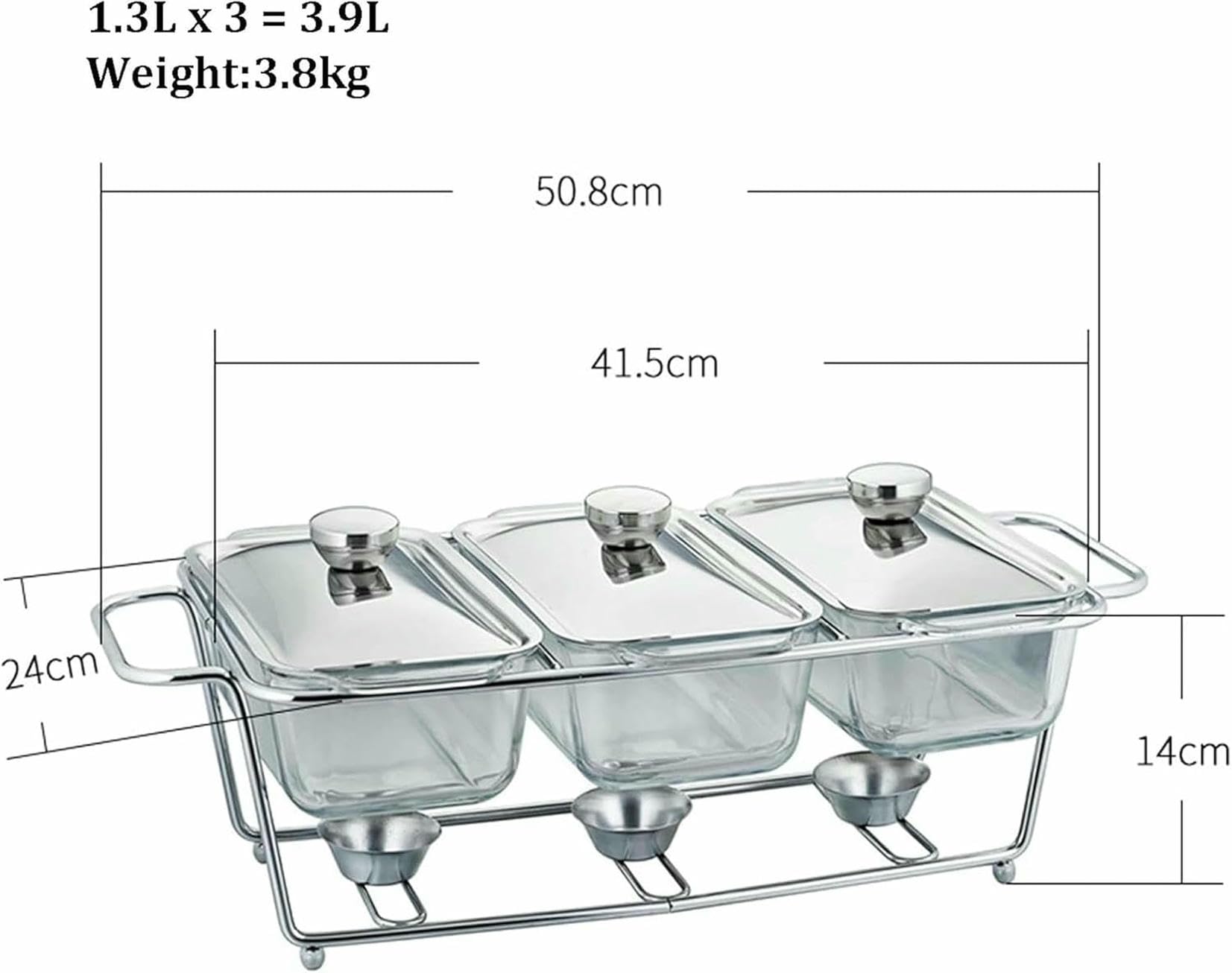 Set di Buffet in Acciaio Inossidabile in Acciaio Inossidabile Rettangolare per Matrimoni, Feste, Banchetti, Ristoratori ~/