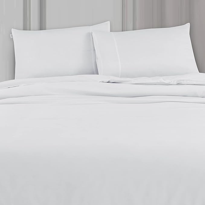 SPREAD SPAIN Madison Avenue Cotton with Light Silky and Sateen Sheets 400 Thread Count Fitted Bedsheet with 2 Pillow Cover (White)