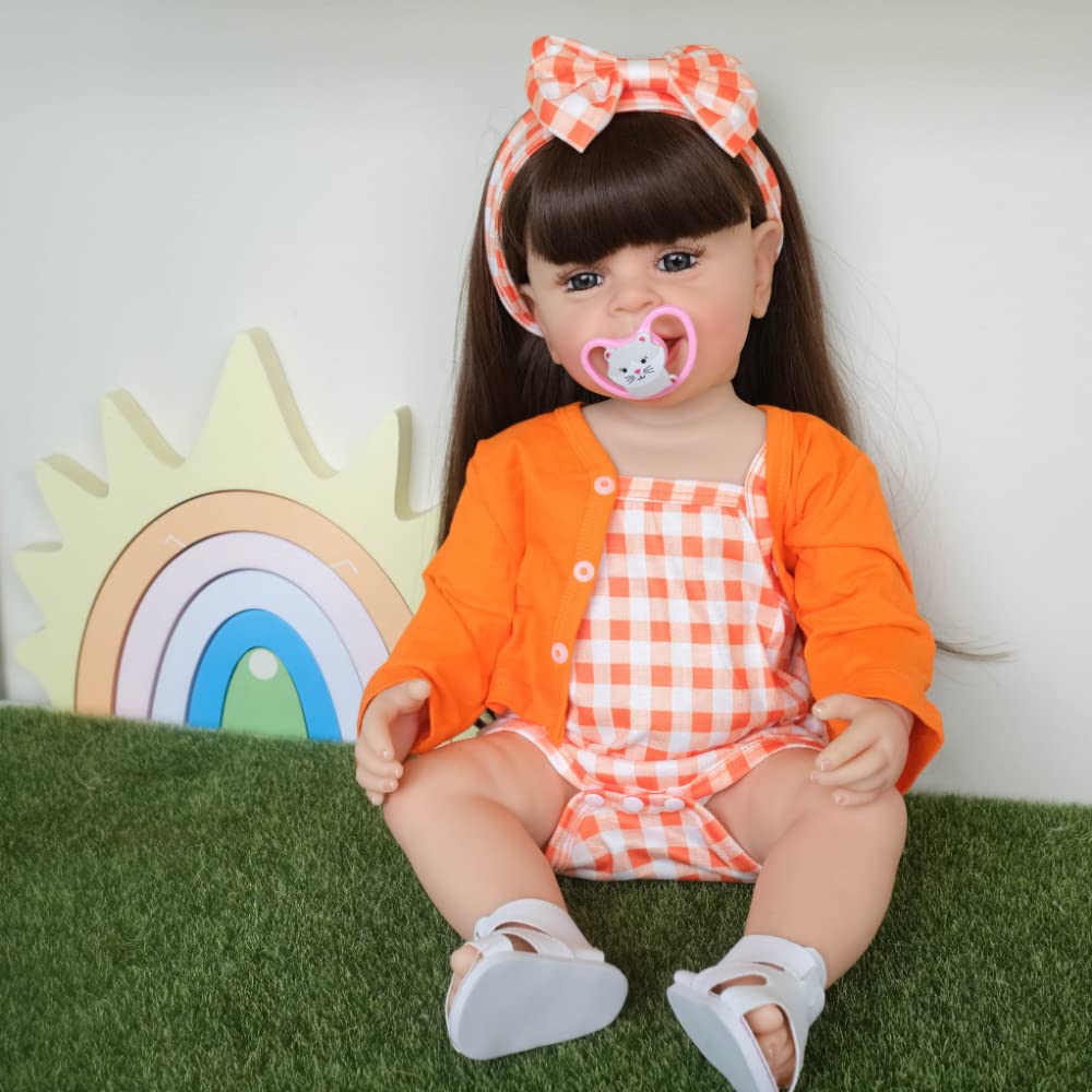 Amazon | Meeler リボーンドール 75cm リアルで長い茶色の髪を持つ笑顔