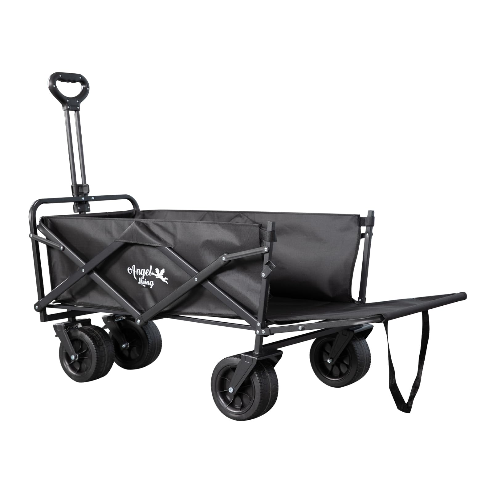 Angel Living 350L Carro Plegable de Mano con Frenos, Carrito de Playa con Ruedas Grandes de 7 Pulgadas, Carro de Camping de Todoterreno con Puerta Trasera Ajustable, para Camping, Deporte, etc