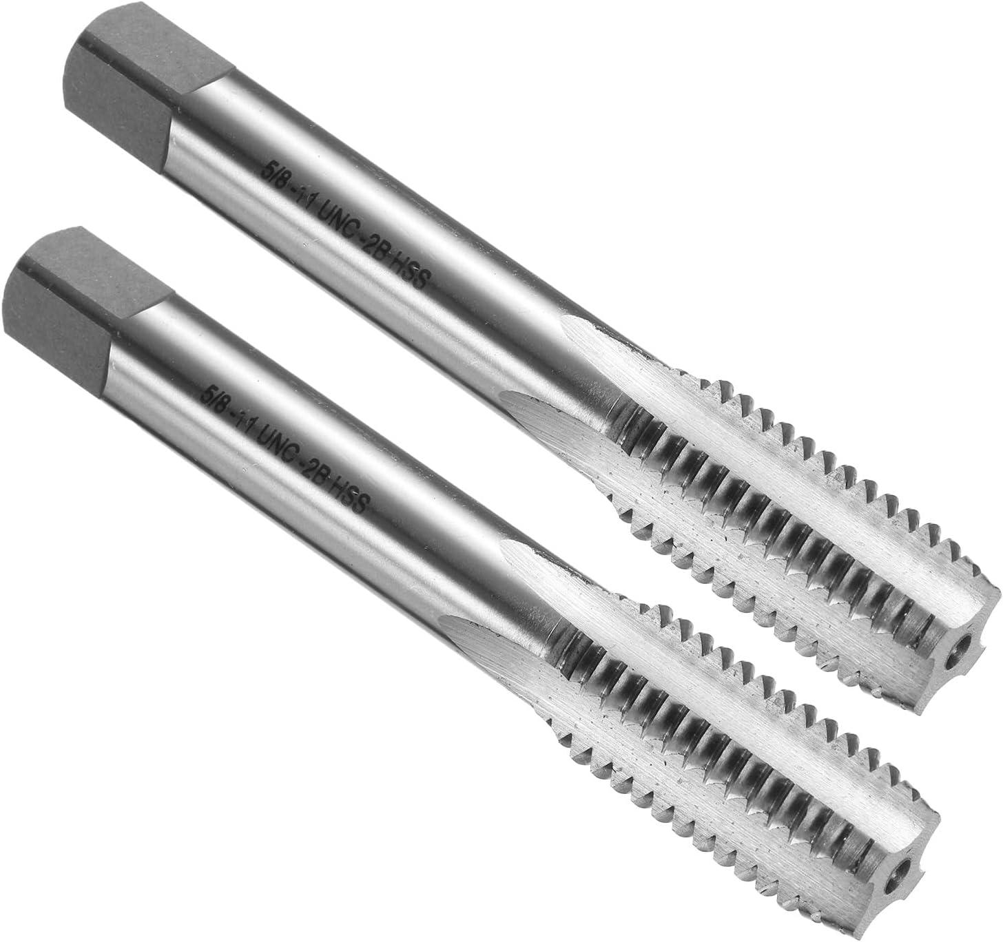 uxcell 2pcs Hand Bottom Tap 5/8-11 UNC 2B Thread Bottoming Style Threading Taps High Speed Steel HSS6542 Straight Flutes Screw Tapping Tool