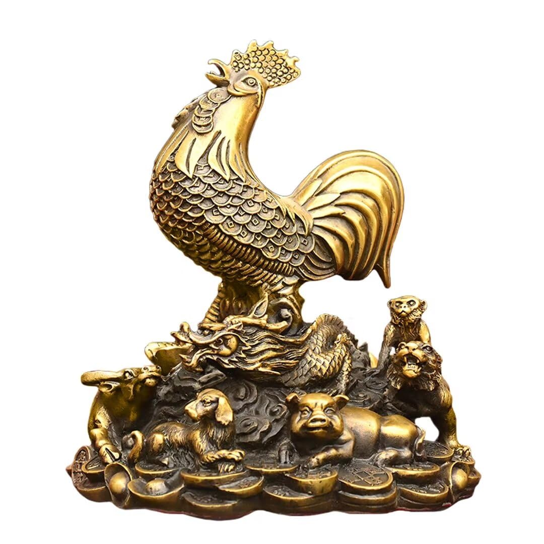 GLETSF 1 PCS Brass Bull Figurine Chinese Zodiac Figurines Fengshui Wealth Figurines Brass Figurines Animals Ornament Figurine for Bookshelf Decoration,Gather Fortune Bull