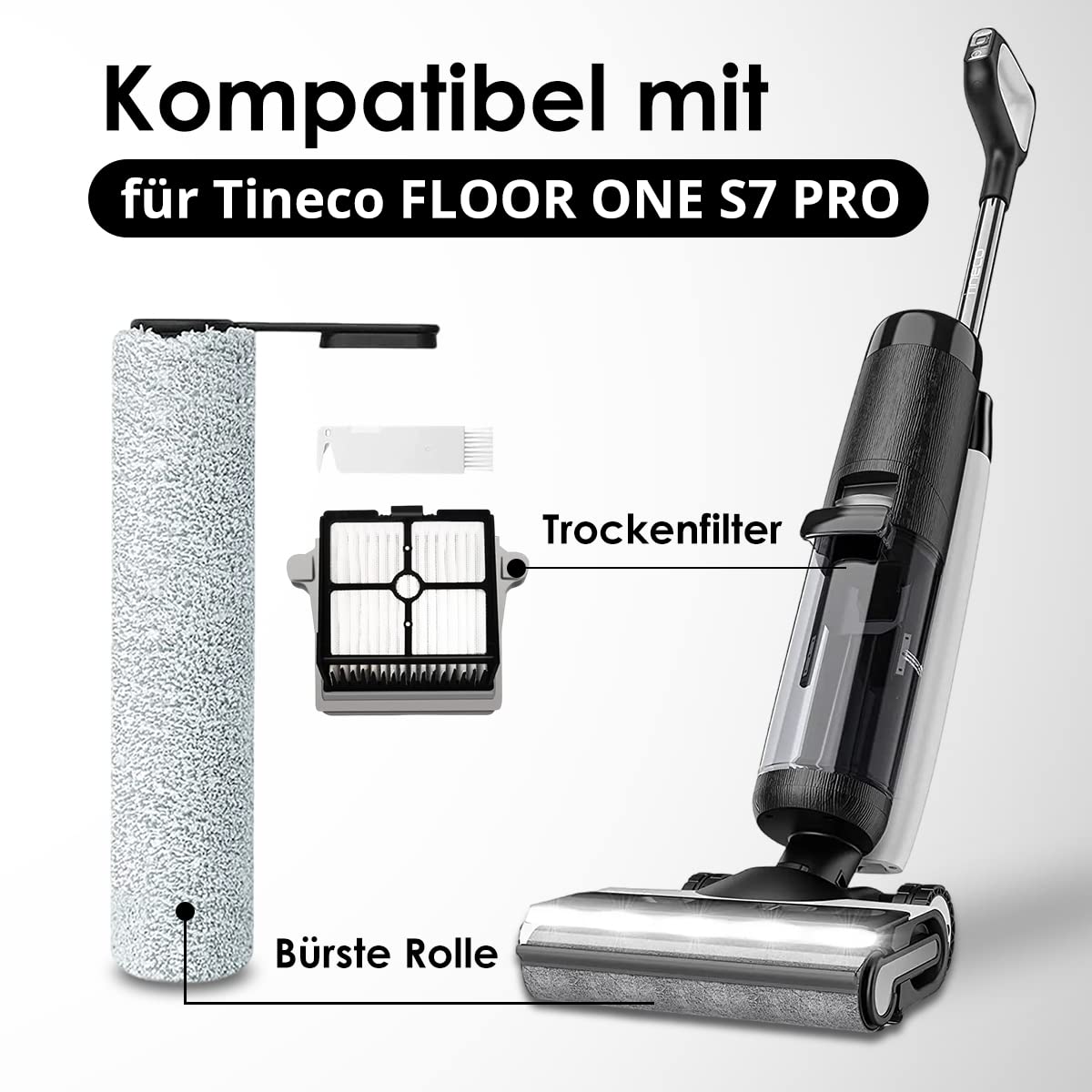 Bürstenrolle & Filter Set Für Tineco Floor One S7 Pro & S6 - 2 Rollen + 2 Filter