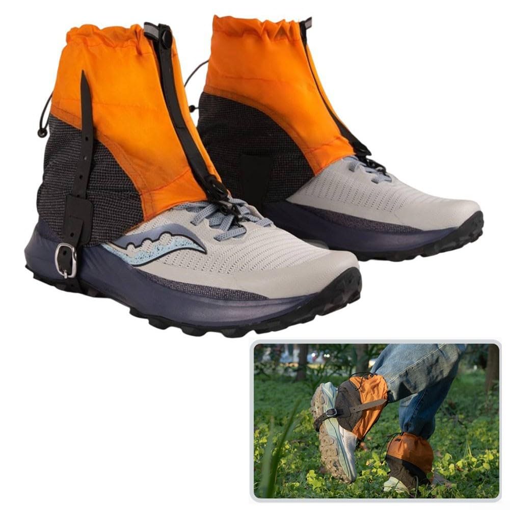 Guêtres de cheville imperméables et anti-déchirures, guêtres basses pour la randonnée, la marche en plein air (orange)