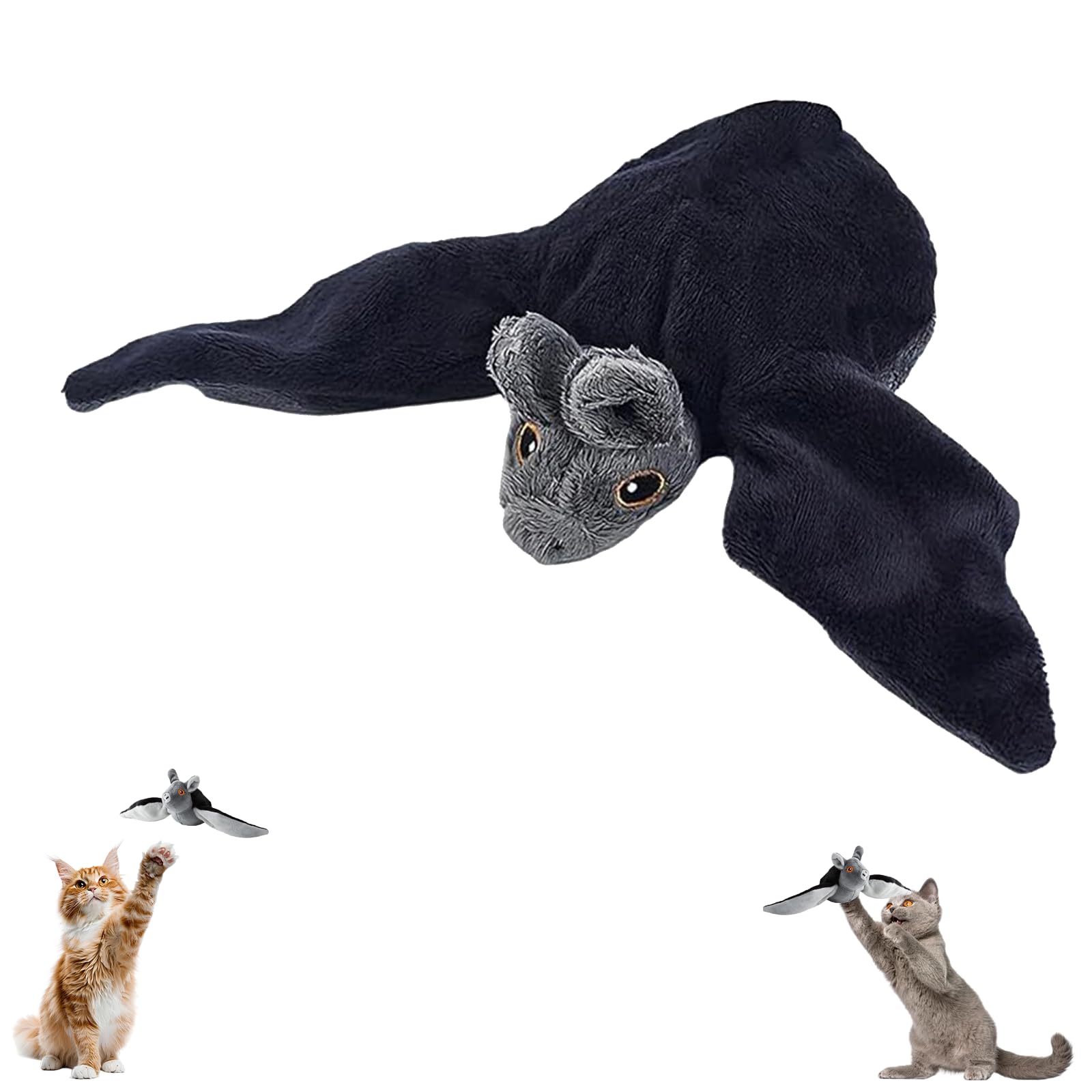Flying Bat Dog Toy, Flying Bat Toy for Cats, NoFlying, Flapping Bird Interactive Cat Toy, Cute Flapping Wings Electric Teasing Cat/Dog Toy, Interactive Chirping Bird Toys with Flappingwings (C)