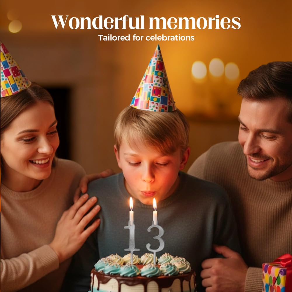 Lot de 3 bougeoirs numériques réutilisables en forme de chiffre en métal pour gâteau d'anniversaire 2026
