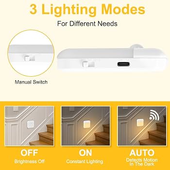 Xiumeso 2pcs Veilleuse avec Détecteur de Mouvement, Lampe LED de Placard Adhésive Veilleuse de