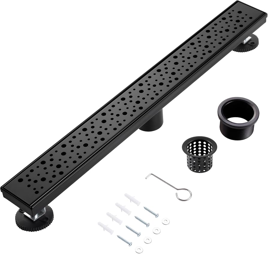 Amazon | Muschbath 24インチ リニアシャワードレン ブラック 長方形