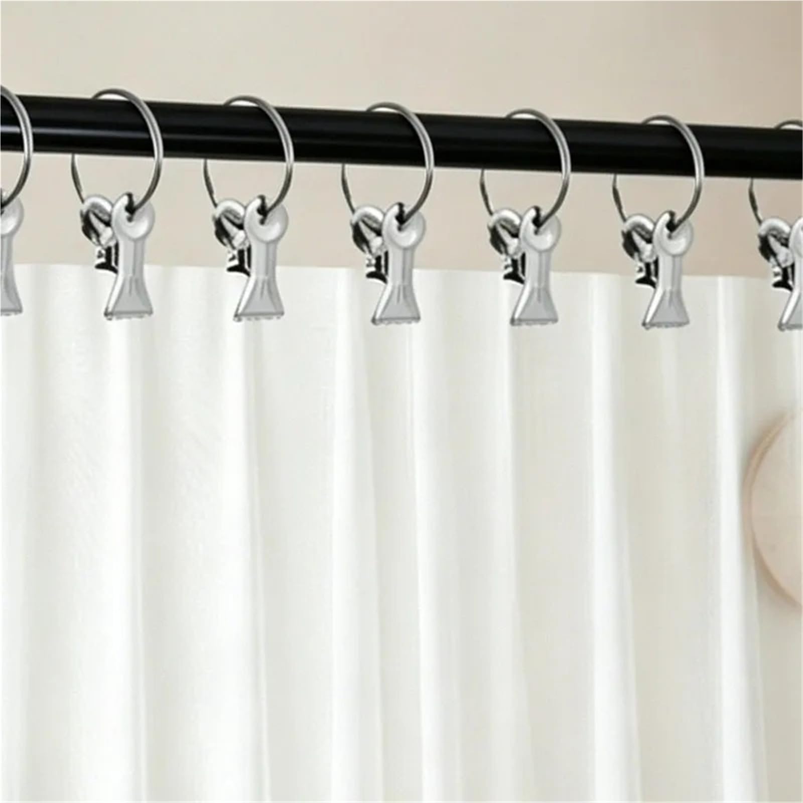 Anillos para Cortina De Ducha 10/50 Uds Barra de Cortina de Metal Clip Anillos for Cortinas Ganchos Retro baño Decorativo Sombrero Toalla Abrazaderas Colgantes(50pcs)