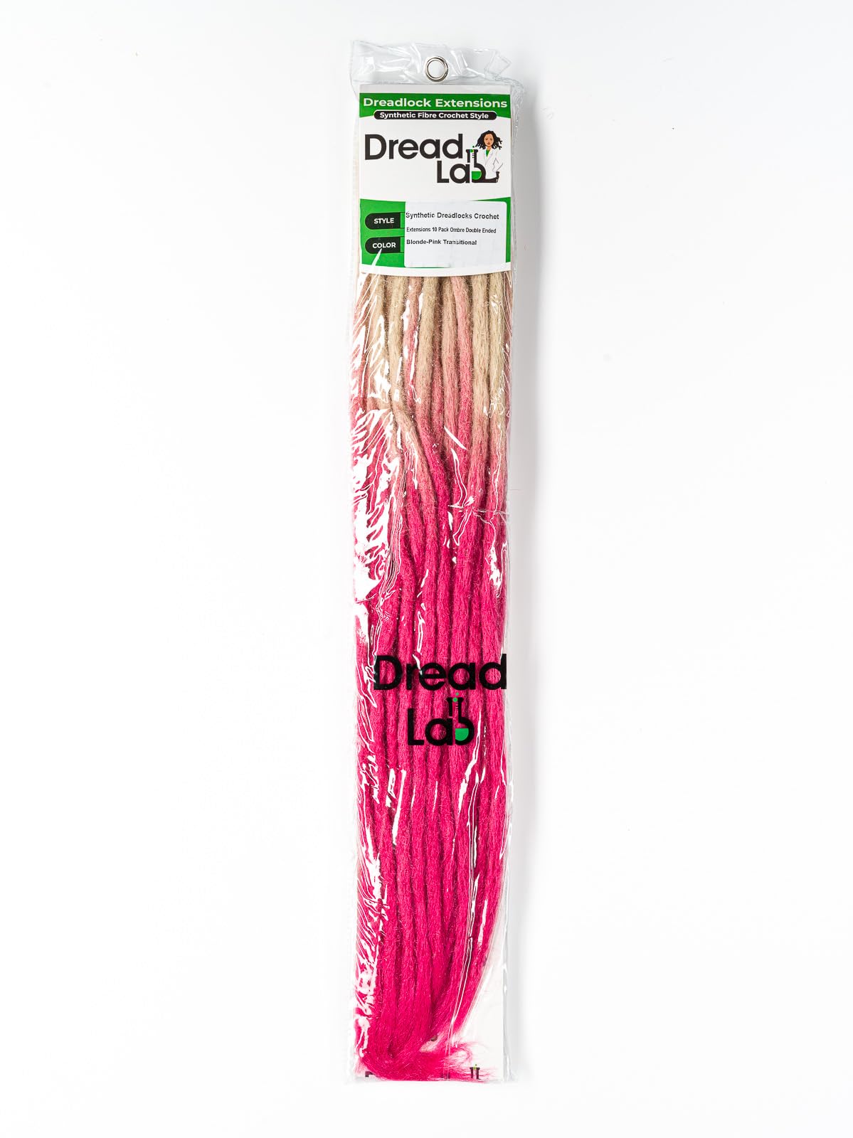 DreadLab - Double Ended Synthetic Dreadlocks (Pack of 10) Crochet Extensions (Blonde Pink Transitional Crochet) - Image 2