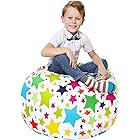Stuffed Animal Storage Bean Bag – Toy Storage Organizer and Bean Bag Chair for Kids Holds up to 90+ Plush Toys – Cotton Canvas Bags Cover for Boys and Girls Ages 4-11 by 5 STARS UNITED, Holiday Stars