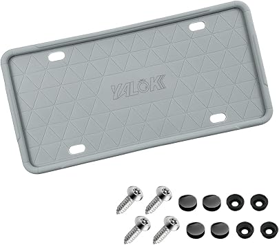 YALOK Silicone License Plate Frame with Drainage Holes, Universal US Car License Plate Bracket Holder. Rust-Proof, Rattle-Proof, Weather-Proof Car Accessories Gray/1PCS