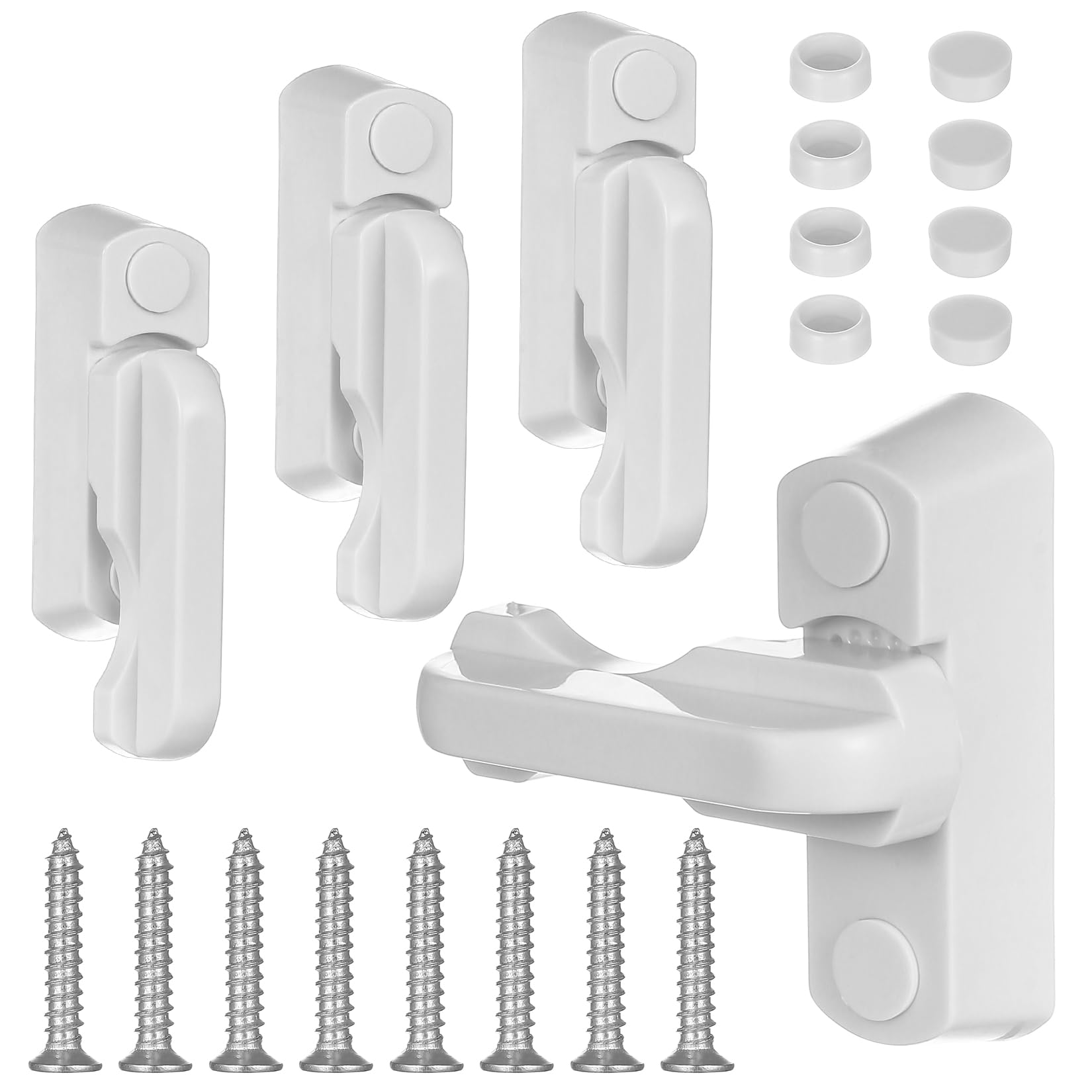 4 Pezzi Chiusura di Sicurezza per Finestra e Porta, Sash Jammer, Blocca Finestra Aperta, Serrature di Sicurezza per Finestre in uPVC, Bloccanti per Finestre in uPVC e PVC Domestica(Bianco)