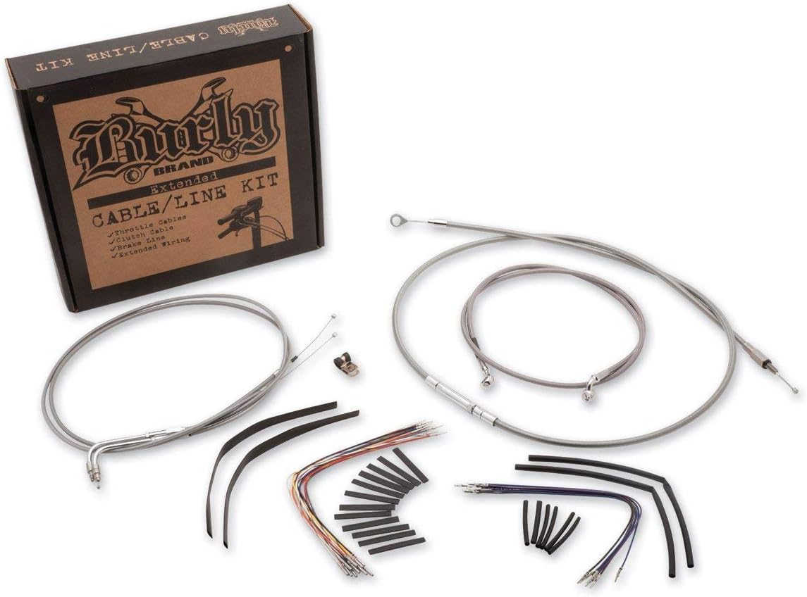 Burly Brand Braided Stainless 16&Prime, Ape Hanger Cable/Brake/Wiring Kit B30-1055
