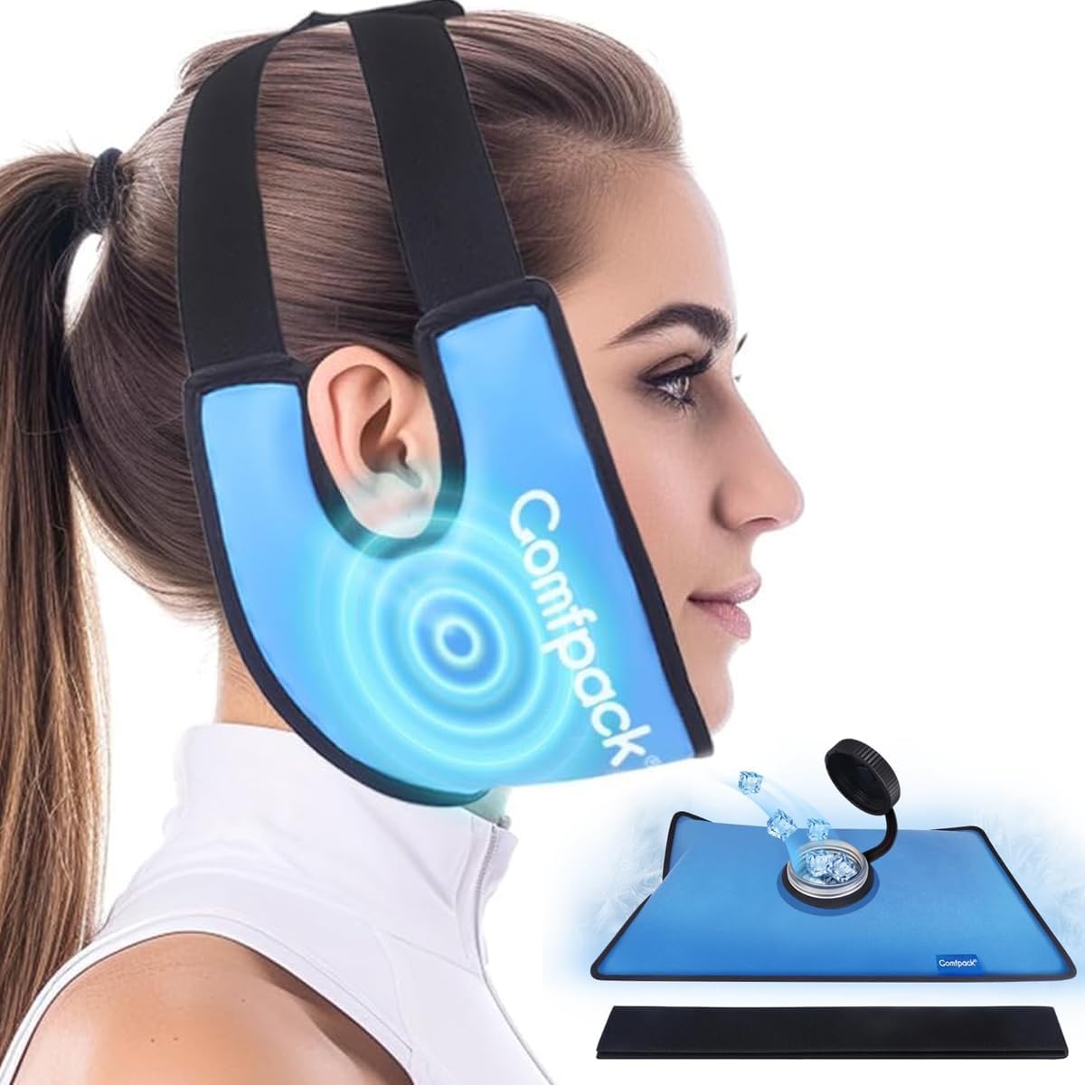 Comfpack Wisdom Teeth Ice Pack Head Wrap with Ear Hole