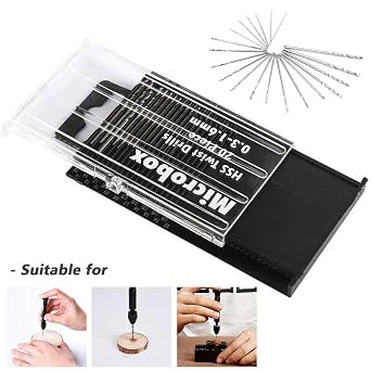 Mesee 20 Pieces HSS Mini Micro Drill Bit Set, 0.3-1.6mm Shank Twist Drill Bits Precision Drill DIY Kit Rotary Hand Tools Accessory