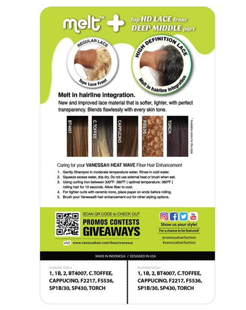 VANESSA Meltplus HD Lace Front Deep Middle Part XLong Length Wavy Style Heat Wave Synthetic Wig - MELT BROOKLYN (CAPPUCINO)