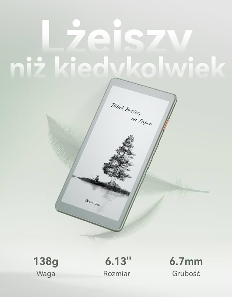 VIWOODS 6,13'' AiPaper Reader z łącznością 4G, ultracienkie i