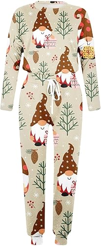 Miniatura 4 de Conjunto deportivo de dos piezas de Navidad para mujer, conjunto gráfico de Navidad de moda 2023, camisa de manga larga, pantalones, chándal, trajes