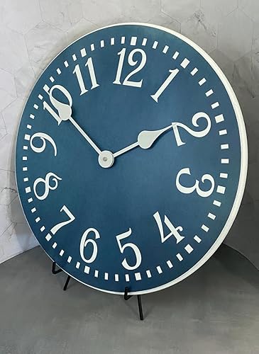 Miniatura 2 de Reloj de pared azul colonial, mecanismo de cuarzo ultra silencioso, hecho a mano en Estados Unidos, hermoso color nítido y duradero, viene en 8