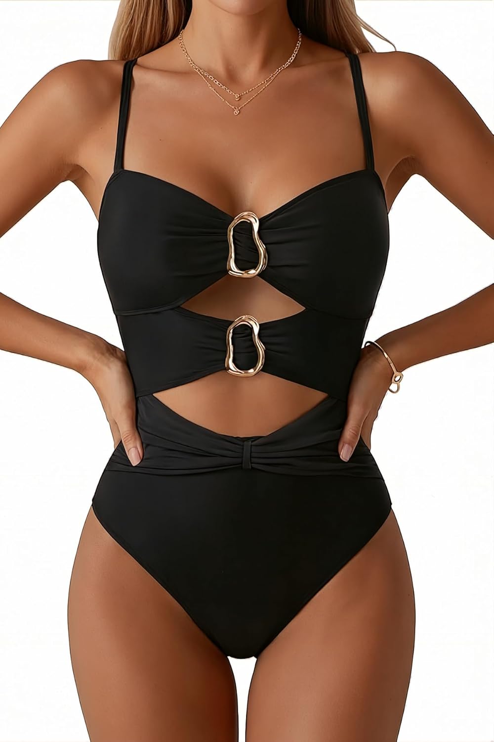 One Piece Swimsuit for Women with Metal Ring Swim Suit Sexy Bathing Suit Cutout Monokini 2026 - Image 5