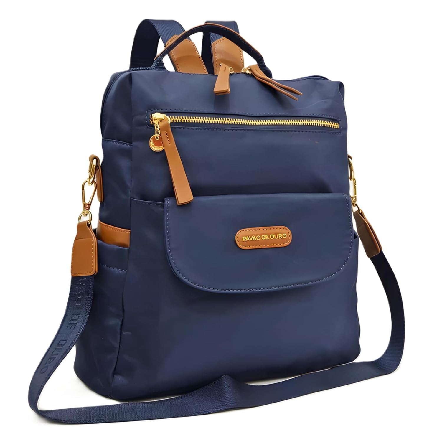 Mochila Bolsa Feminina Pavão de Ouro Resistente Com Bolso Antifurto e Alça de Ombro Perfeita Para Trabalho Dia A Dia ou Passeio