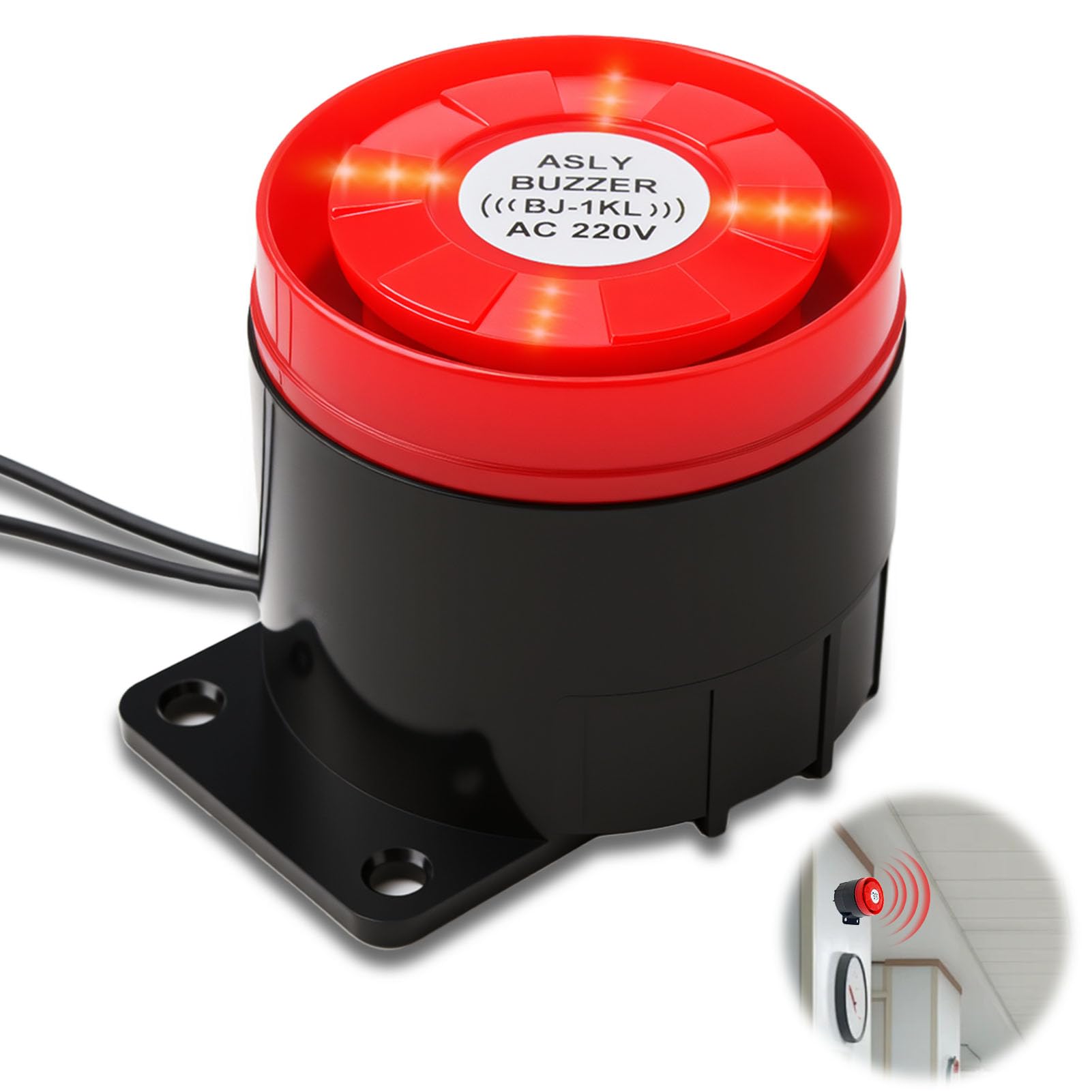Sirena Al Aire Libre 220 V 120 DB, Sistema De Alarma De Seguridad Doméstica De Alto Decibelio, Alarma De Casa Intermitente Roja Para Garantizar La Seguridad De IA Casa