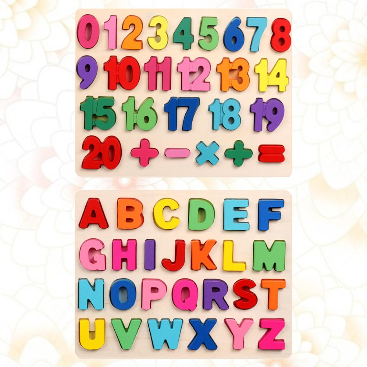 Puzzle in Legno per Ragazzo Ragazza Numeri Segni Matematici Alfabeto Strumenti Didattici Educativi per Sviluppo Cognitivo e Riconoscimento