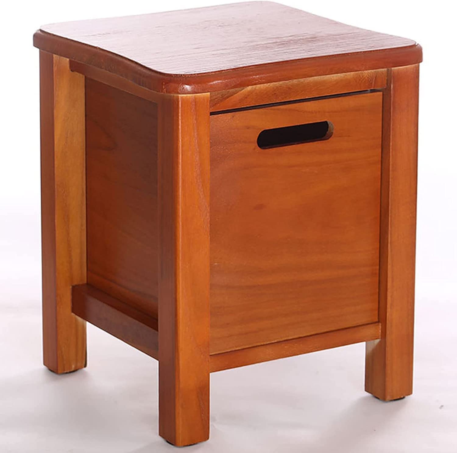 Pouf de rangement pour petits espaces avec tiroir coulissant et marchepied intégré jaune ambre