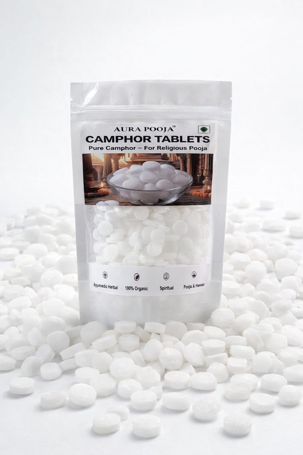 Camphor Tablets | Pure Natural Kapoor Goli | 100% Organic | for Pooja, Aarti, Hawan & Daily Rituals | Off White | 500g 1