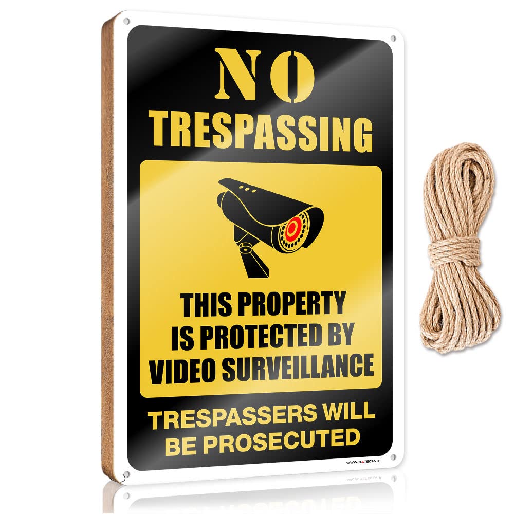 Signs & Plaques No Trespassing - This Property Is Protected By Video Surveillance Wooden Sign Summer Decor Outdoor Signs And Decor(20X30CM)