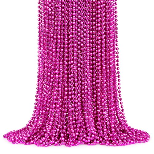 YAXINRUI 72 collares de cuentas metálicas, 33 pulgadas, 7 mm, cuentas de Mardi Gras, collares de cuentas redondas a granel, collar de disfraz para fiesta de Mardi Gras, Navidad, eventos festivos