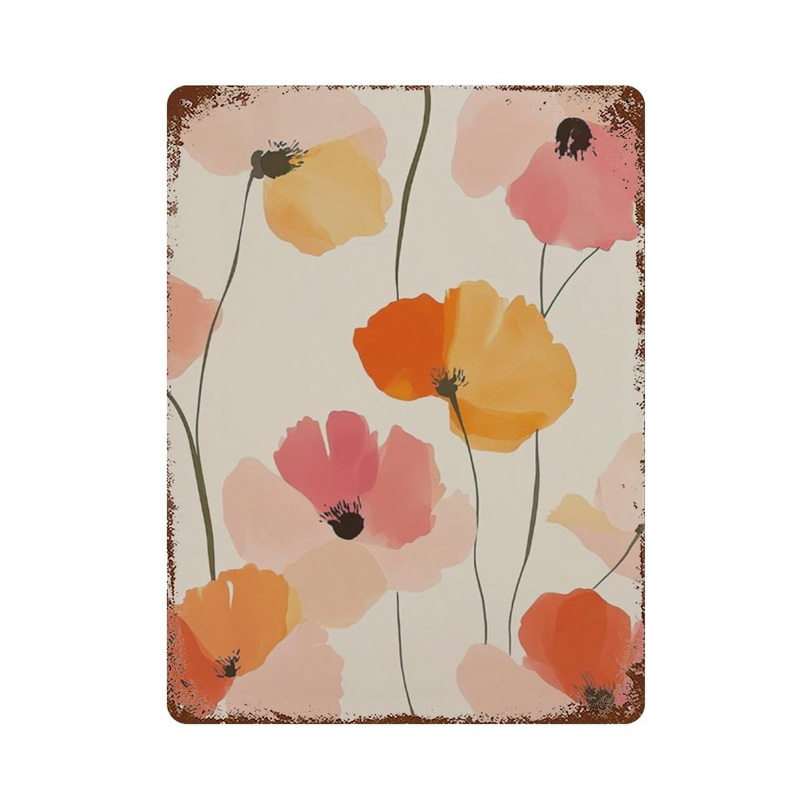 xiaoxiaoshen Floral Abstract Flower Soft Watercolor Botanical Work Neutral Modern Minimal Blo Wall Decor Art Metal Tin Poster Modern Home Decor Art Home Bar Shop Decorations Vintage Sign 40x30cm