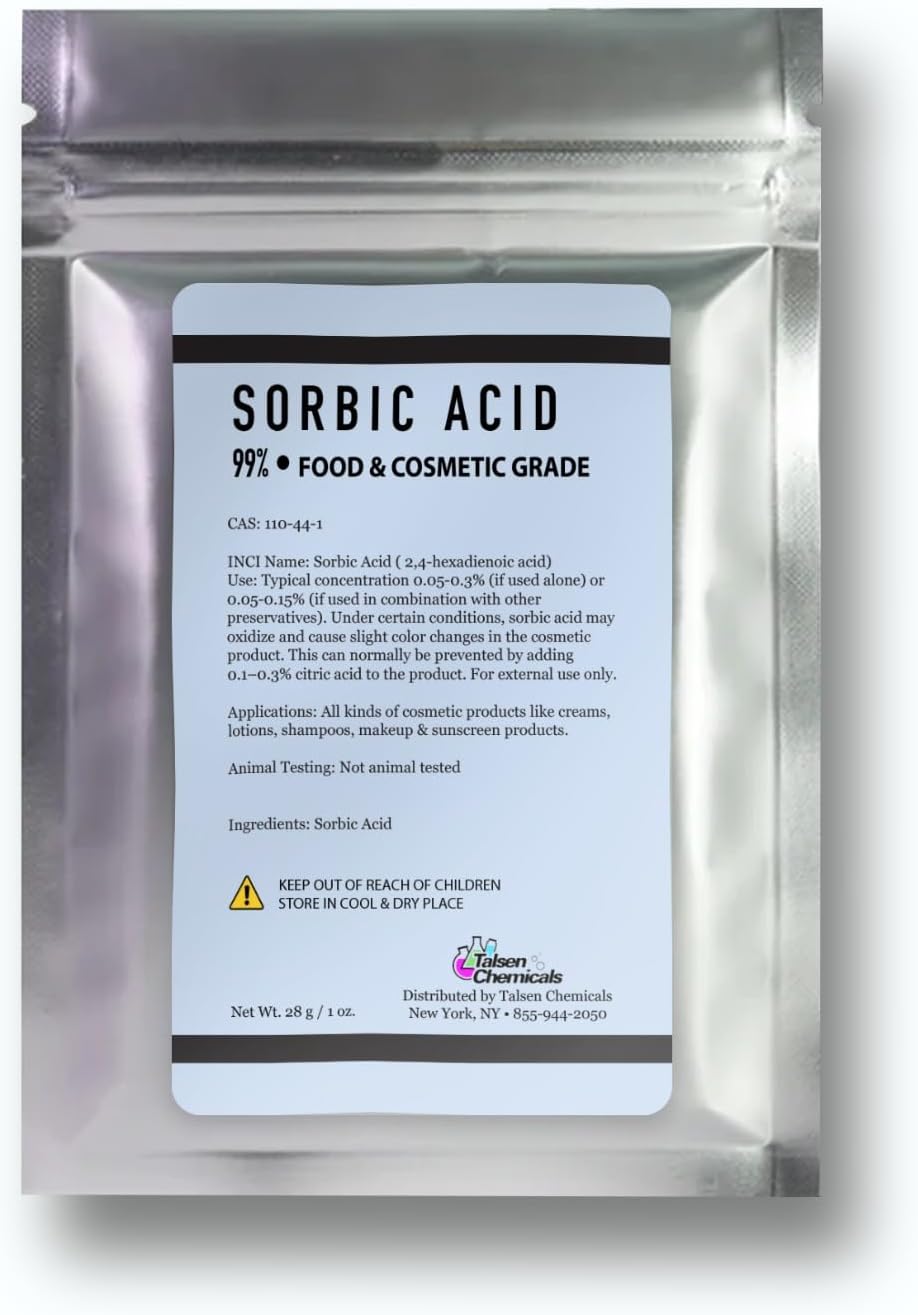 Sorbic Acid Powder Food Grade DIY Sorbic Acid Food and Cosmetics Preservative (1 Ounce / 28 Gram)