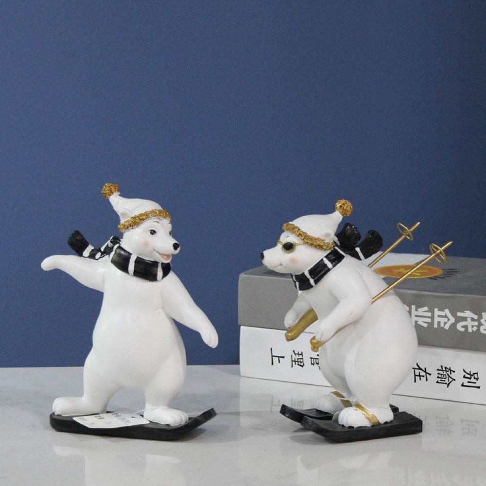 Figurines ours de ski en résine idée cadeau couple famille