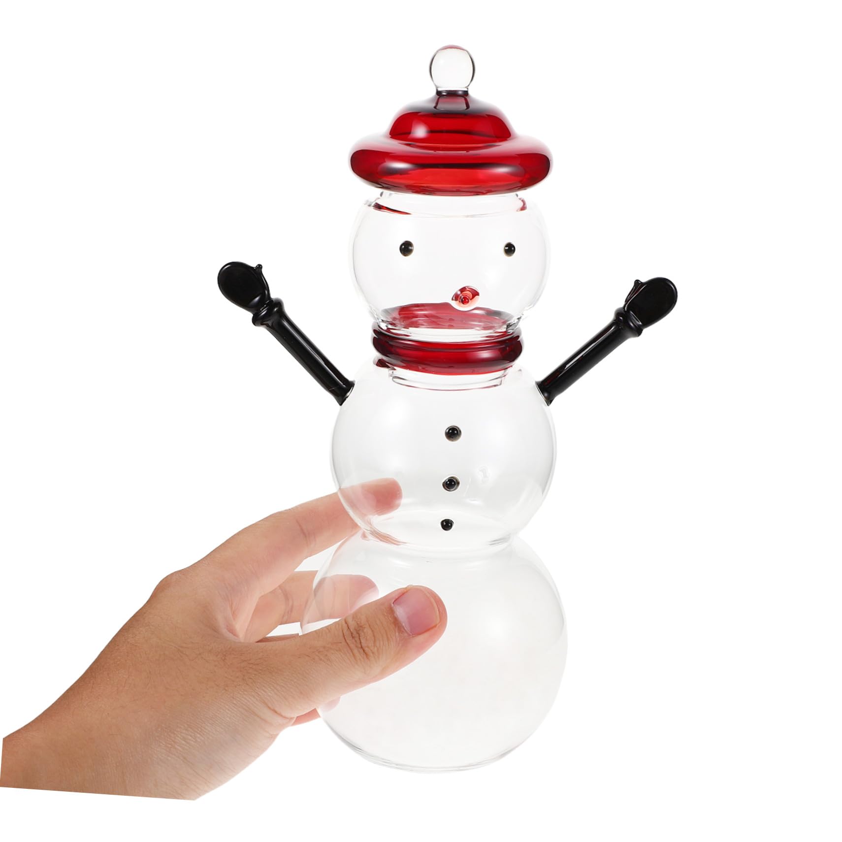 Garneck Bonbonniere avec Couvercle Décoratif Bocal Bonhomme pour Fête de Noël Présentoir à Bonbons Verre