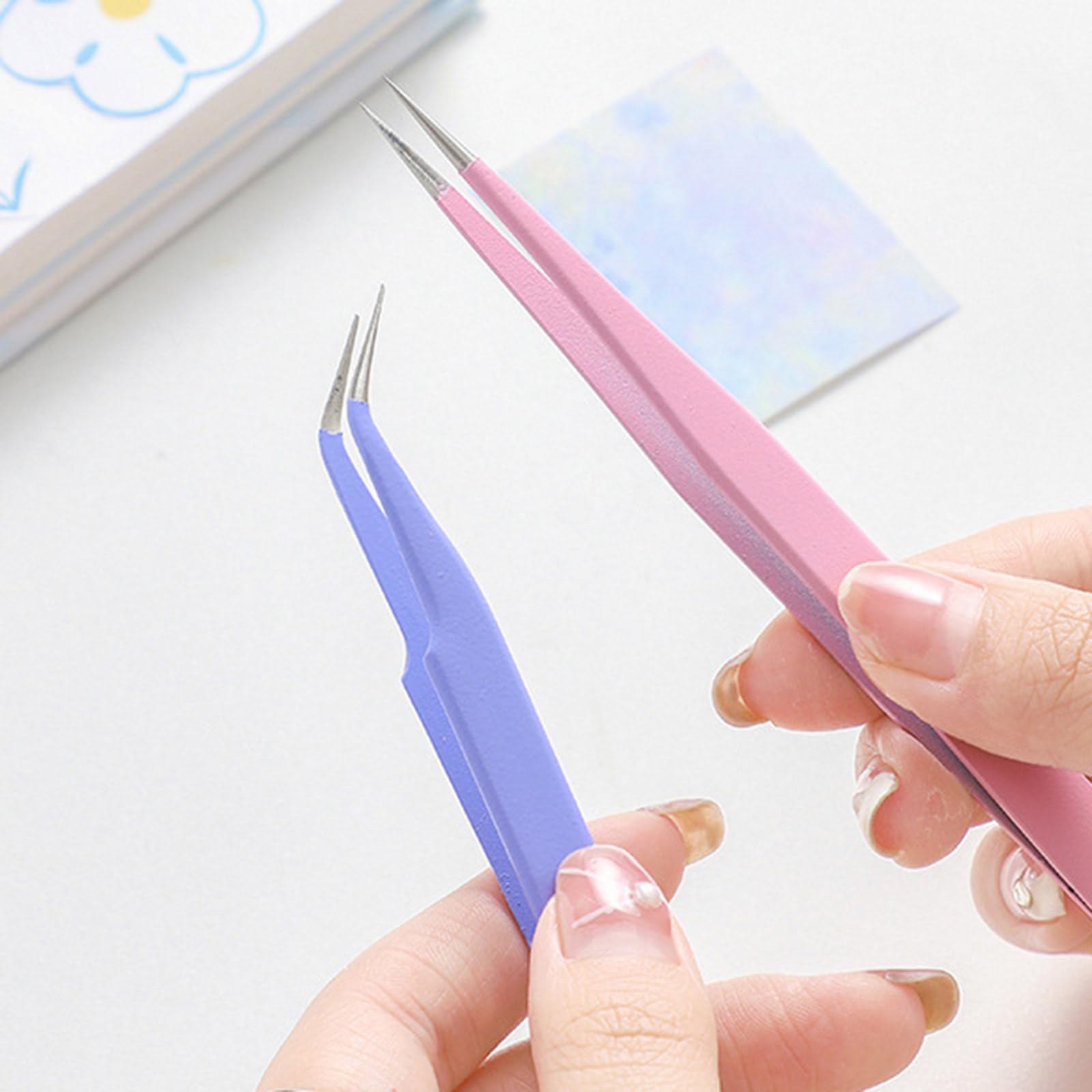 Pinzette Per Scrapbooking In Acciaio Inox - 2 Pezzi (Dritte E A Gomito), Per Adesivi E Lavori Di Precisione - Foto 4