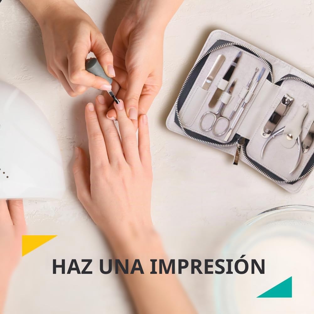 Rui Smiths Kit de Manicura de 8 Piezas de Acero Inoxidable Para el Hogar y el Salón de Belleza con Pinza de Precisión Profesional para Cutículas y Empujador de Metal Estilo nº 105